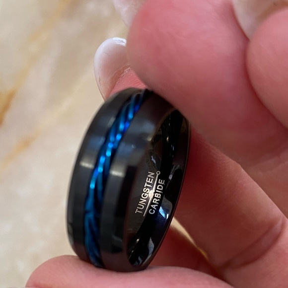 BLACK TUNGSTEN WEDDING BAND RING - Picture 3 of 16